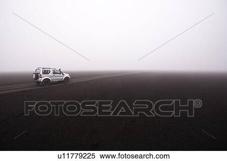 Off road vehicle on dirt track in foggy conditions, Landmannalaugar, Iceland View Large Photo Image Stock Photography - Off road vehicle on dirt track in foggy conditions, Landmannalaugar, Iceland. Fotosearch