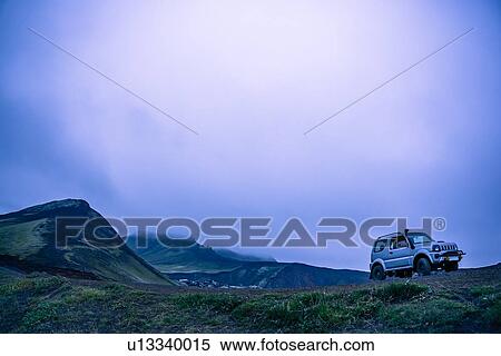 Off road vehicle on hill, Landmannalaugar, Iceland View Large Photo Image Stock Photography - Off road vehicle on hill, Landmannalaugar, Iceland. Fotosearch