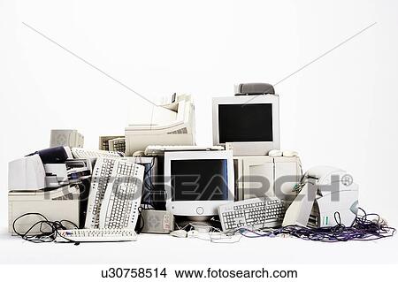 Old vintage computer monitors keyboard and printers View Large Photo Image Picture - Old vintage computer monitors keyboard and printers. Fotosearch