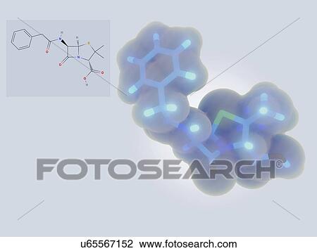 Stock Image - Penicillin molecule, illustration. Fotosearch