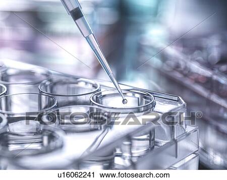 Stock Image - Pipetting sample. Fotosearch