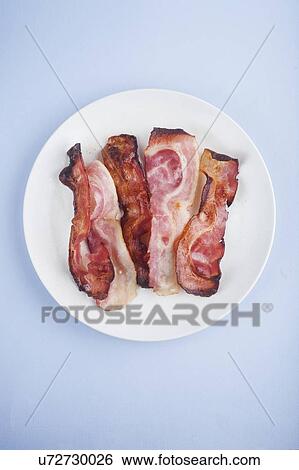 Plate of cooked bacon View Large Photo Image Stock Photograph - Plate of cooked bacon. Fotosearch