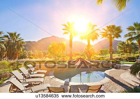Pool area in luxurious house View Large Photo Image Stock Photography - Pool area in luxurious house. Fotosearch