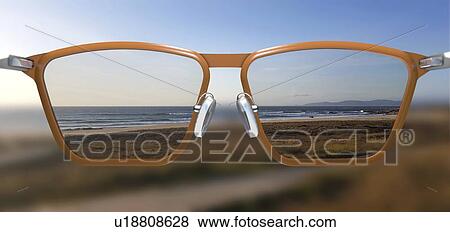 Stock Photo - Sharp vision through corrective glasses, illustration. Fotosearch