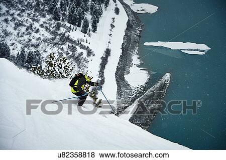 Stock Photo - Skier skiing, Khtai, Austria. Fotosearch