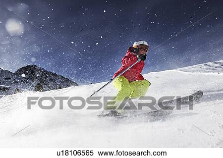 Skier skiing, Khtai, Austria View Large Photo Image Stock Photography - Skier skiing, Khtai, Austria. Fotosearch