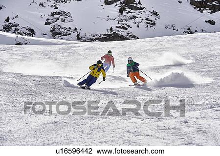 Skiers skiing, Khtai, Austria View Large Photo Image Stock Image - Skiers skiing, Khtai, Austria. Fotosearch