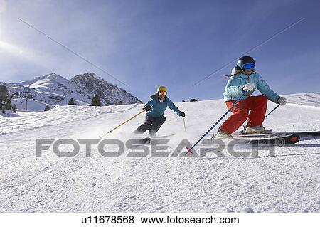 Skiers skiing, Khtai, Austria View Large Photo Image Stock Photo - Skiers skiing, Khtai, Austria. Fotosearch