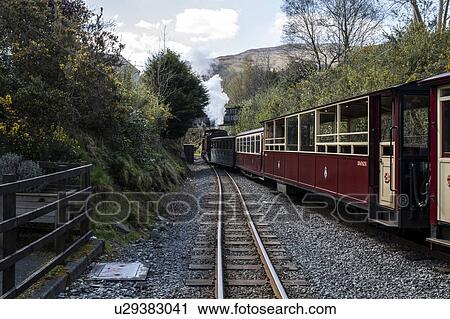 Steam train passing through countryside, Llanaber, Gwynedd, United Kingdom View Large Photo Image Stock Image - Steam train passing through countryside, Llanaber, Gwynedd, United Kingdom. Fotosearch