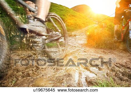 Two cyclists on track in countryside View Large Photo Image Stock Photography - Two cyclists on track in countryside. Fotosearch