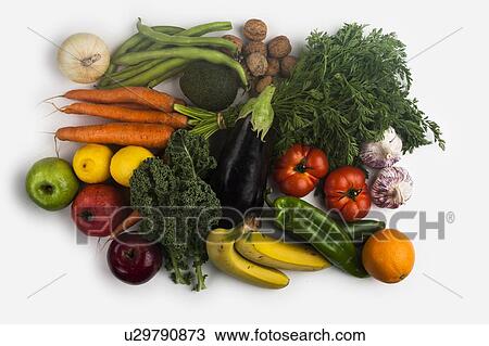 Stock Image - Vegetables, fruit and nuts. Fotosearch