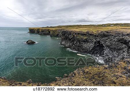 Volcanic rock formations, black sand beach, Snaefellsbaer, Vesturland, Iceland View Large Photo Image Stock Image - Volcanic rock formations, black sand beach, Snaefellsbaer, Vesturland, Iceland. Fotosearch