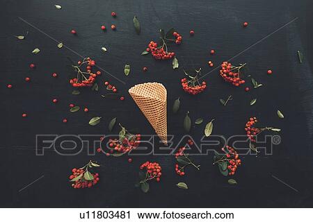 Stock Image - Waffle ice cream cone. Fotosearch