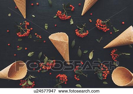 Stock Photo - Waffle ice cream cones. Fotosearch