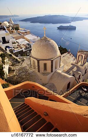 Whitewashed, cubiform church and buildings, Santorini Island (Thira) Cyclades, Greece View Large Photo Image Stock Image - Whitewashed, cubiform church and buildings, Santorini Island (Thira) Cyclades, Greece. Fotosearch