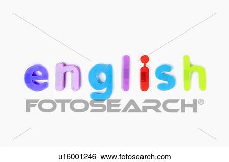 Stock Photograph - Alphabet magnets spelling 'English' over white background. Fotosearch