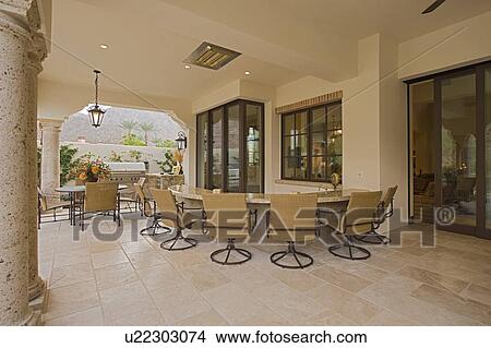 Picture - Bar counter in patio of luxury mansion. Fotosearch