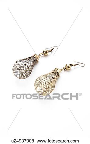 Beautiful earrings over white background View Large Photo Image Stock Photo - Beautiful earrings over white background. Fotosearch