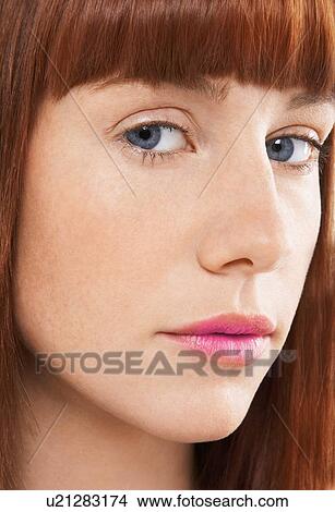 Picture - Beautiful Young Brunette Woman with Pink Lips. Fotosearch