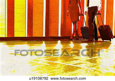 Stock Image - Businessman and businesswoman attending business conference in a hotel. Fotosearch