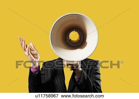 Stock Photo - Businesswoman Holding Megaphone. Fotosearch