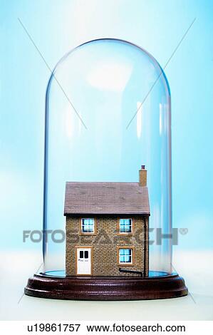 Ceramic house under glass cover View Large Photo Image Stock Photo - Ceramic house under glass cover. Fotosearch