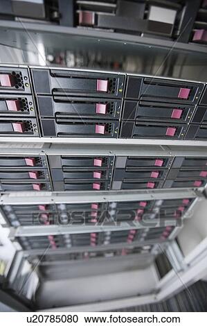 Stock Image - Close-up of computer server in lab. Fotosearch