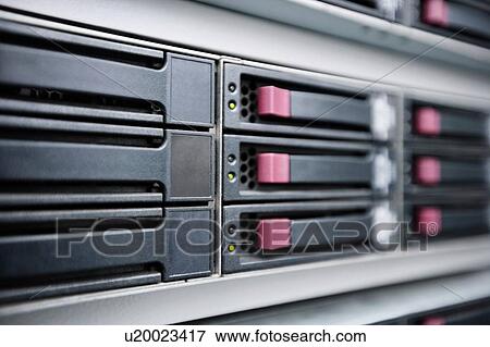 Close up of server hard drives in data center View Large Photo Image Stock Photo - Close up of server hard drives in data center. Fotosearch