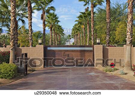 Stock Photo - Closed gate to private road. Fotosearch