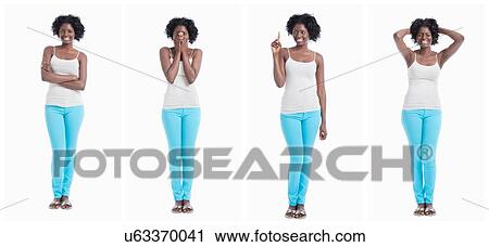 Stock Image - Collage of attractive black female. Fotosearch