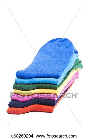 Colorful pile of folded socks over white background View Large Photo Image Picture - Colorful pile of folded socks over white background. Fotosearch