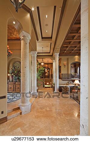 Columns in hallway of luxury villa View Large Photo Image Stock Image - Columns in hallway of luxury villa. Fotosearch