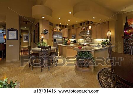 Stock Photography - Contemporary kitchen in luxury manor house. Fotosearch