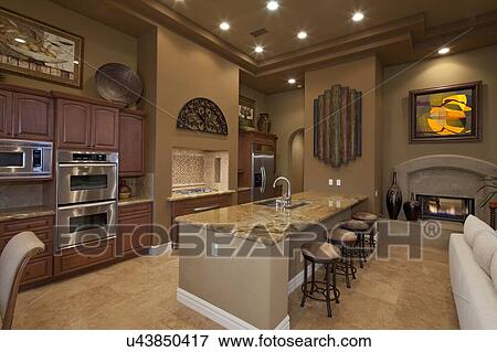 Contemporary kitchen interior View Large Photo Image Stock Photo - Contemporary kitchen interior. Fotosearch