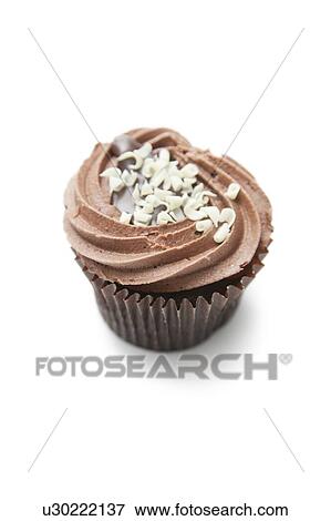 Delicious chocolate cupcake against white background View Large Photo Image Stock Photo - Delicious chocolate cupcake against white background. Fotosearch