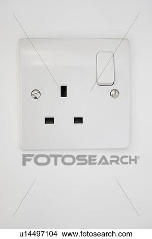 Electrical outlet attached on white wall View Large Photo Image Picture - Electrical outlet attached on white wall. Fotosearch