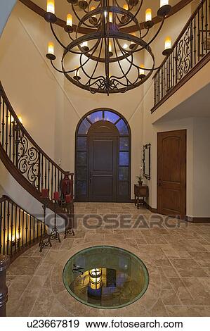 Entry and foyer of luxurious house View Large Photo Image Stock Photo - Entry and foyer of luxurious house. Fotosearch