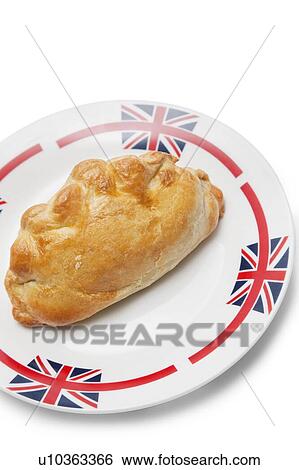 Fresh Cornish pastry in plate over white background View Large Photo Image Stock Photograph - Fresh Cornish pastry in plate over white background. Fotosearch