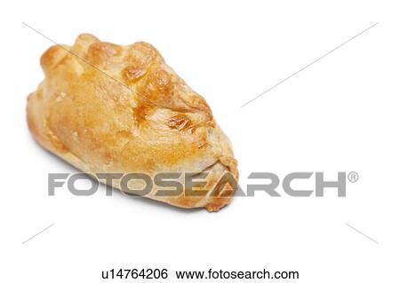 Stock Photograph - Fresh Cornish pastry over white background. Fotosearch