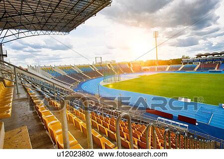 Stock Image - Full length view of football stadium . Fotosearch