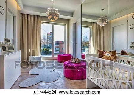 Picture - Full length view of rental business apartment babies bedroom . Fotosearch