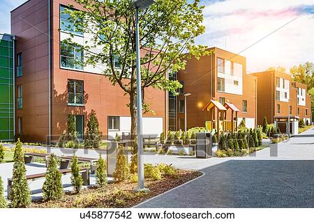 Stock Image - Full length view of rental business apartment . Fotosearch