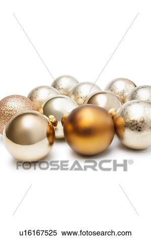 Stock Photography - Group of Christmas baubles over white background. Fotosearch