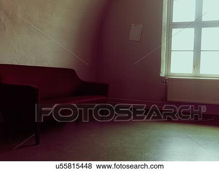 House interior with purple sofa View Large Photo Image Stock Photo - House interior with purple sofa. Fotosearch