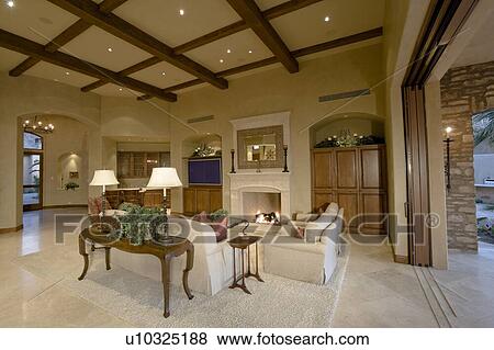Stock Photo - Interior of living room of luxury villa. Fotosearch