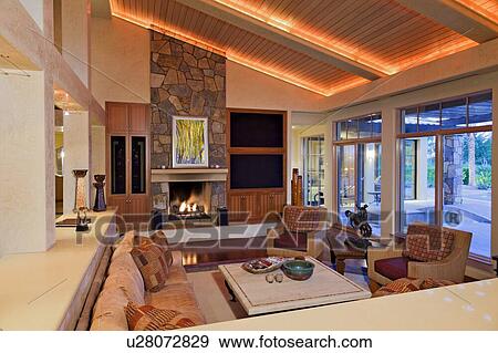Stock Photo - Living room interior design of luxurious manor house. Fotosearch