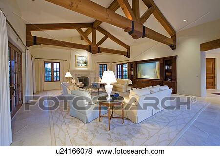 Living room interior of luxury mansion View Large Photo Image Stock Photo - Living room interior of luxury mansion. Fotosearch