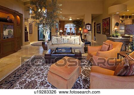 Stock Photograph - Living room interior of manor house. Fotosearch