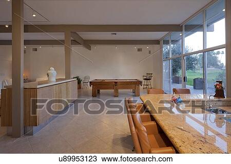 Living room with billiard table View Large Photo Image Stock Image - Living room with billiard table. Fotosearch