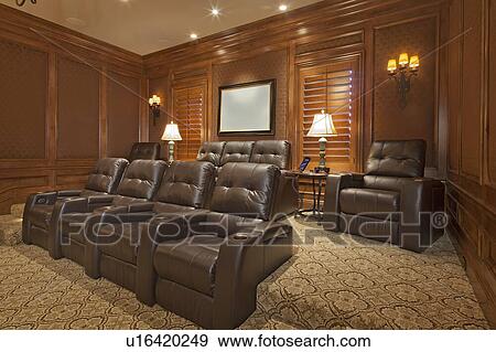 Looking to back of home cinema View Large Photo Image Stock Photo - Looking to back of home cinema. Fotosearch
